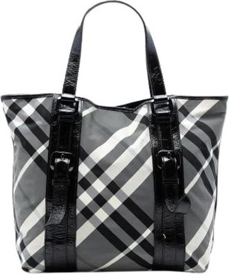 Burberry Pre-owned Tote Bags, female, Gray, Size: ONE SIZE Pre-owned Nylon Tote Bag