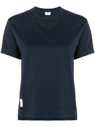 Thom Browne Relaxed Fit Ss Tee With Side Slits In Lt Weight Jersey