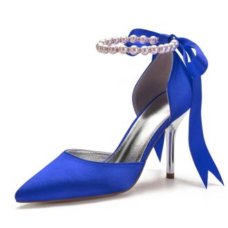 Miyoopark Wedding and Evening Shoes for Women Prom Pumps with Ribbon M532 Royal Blue UK 7.5