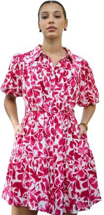 Yumi Floral Print Relaxed Shirt Dress in Pink at Nordstrom, Size 10