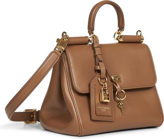 Dolce & Gabbana Womens Handbag My Sicily Caramel Camel Calf Leather Handbags Hand Bags