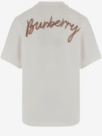 Burberry Logo-Embroidered Cotton T-Shirt - White