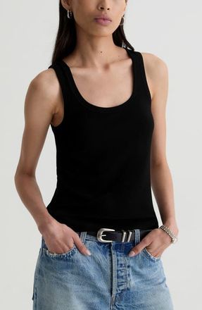 AG - Adriano Goldschmied Ashley Scoop Neck Tank in Super Black at Nordstrom, Size X-Large
