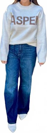 English Factory Aspen Long Sleeve Letter Sweater In White