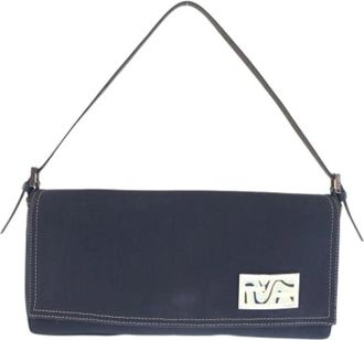 Fendi Pre-owned Shoulder Bags, female, Blue, Size: ONE SIZE Pre-owned Vintage Canvas Shoulder Bag