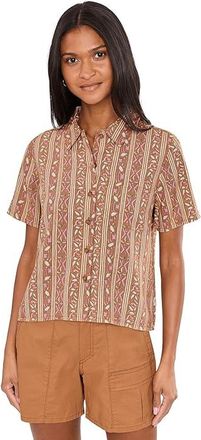 Royal Robbins Camino Pucker Short Sleeve Womens Clothing Topaz Botanist Print : LG, Modal/Polyester/Tencel