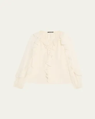 Kobi Halperin Bali Raglan-Sleeve Ruffle Blouse