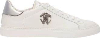 Roberto Cavalli Witte sneaker met Monogram RC - Heren - Sneakers - Wit - 40 EU - Leer - Schoenen