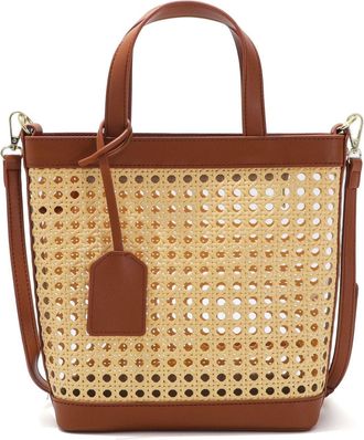 Adornia Brown Kane Rattan Shoulder Bag with Removable Strap