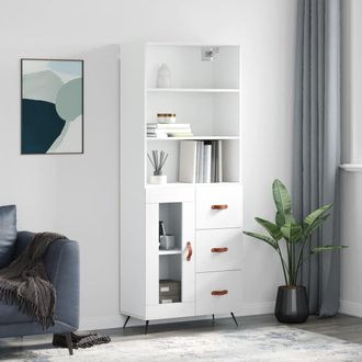 vidaXL Vidaxl - Aparador Alto Madera Contrachapada Blanco 69,5x34x180 Cm