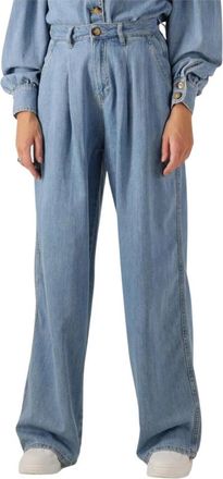 Notre-V Wijde Blauwe Jeans voor Herfst/Winter - Dames - Regular Fit Jeans - Blauw - XS - Katoen - Jeans