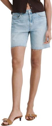 Mango Low Rise Straight Leg Denim Bermuda Shorts in Medium Blue at Nordstrom, Size 10