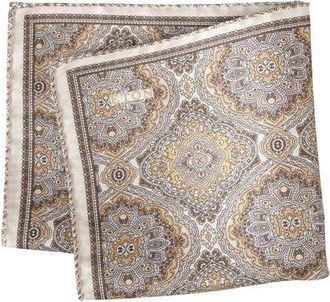 Eton Two Face Silk Pocket Square in Light Beige at Nordstrom