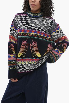 Stella McCartney Maglia Girocollo in Lana Vergine a Fantasia Stella McCartney