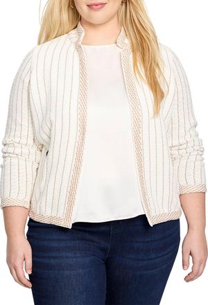 Nic+Zoe NIC+ZOE Plus Pinstripe Notch Collar Knit Jacket