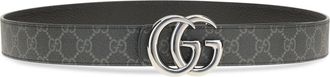 Gucci Mens Reversible Gg Marmont Belt Black-Black Calf Leather Bos Taurus E Braces Black/black