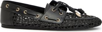 Ancient Greek Sandals Pliaria Leather-trimmed Raffia Loafers - Black - 36 (IT36/ UK3)