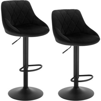 Woltu Woltu - bar stools Bar chairs Breakfast Dining stools 2 pcs Velvet Exterior Black