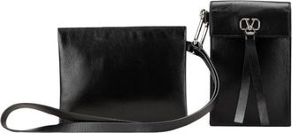 Valentino Pre-owned Cross Body Bags, female, Black, Size: ONE SIZE Pre-owned VRing Neck Pouch