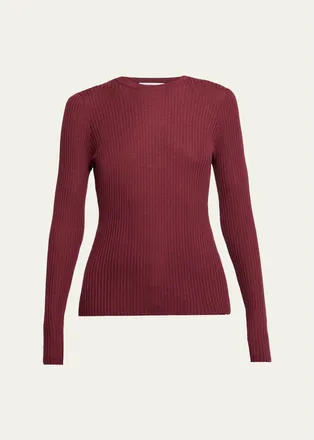 Gabriela Hearst Browning Cashmere-Silk Rib Crewneck Sweater