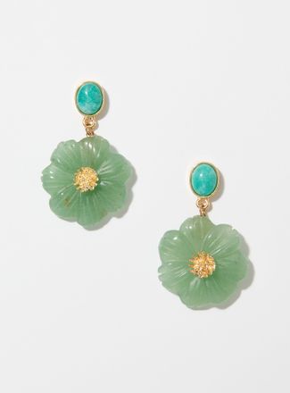 Simons Womens Turquoise flower large earrings