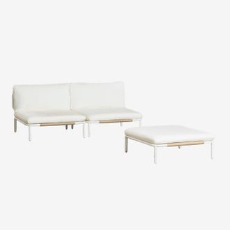 Sklum Conjunto De Jard&iacute;n Con Sof&aacute; Modular De 2 Piezas Y Puff En Acero Roubly Sklum