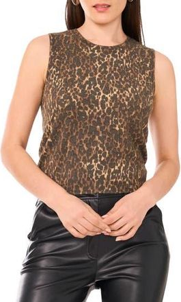 Vince Camuto Leopard Print Sweater Tank in Golden Sand Heather at Nordstrom Rack, Size Xx-Large