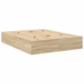 Berkfield Home Bed with Storage Sonoma oak Engineered wood 140 x 200 cm Sturdy in Light Oak