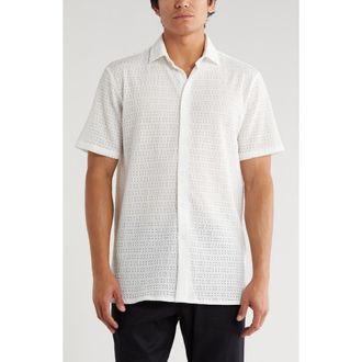 T.R. Premium Textured Knit Short Sleeve Button-Up Shirt in White at Nordstrom Rack, Size Xx-Large
