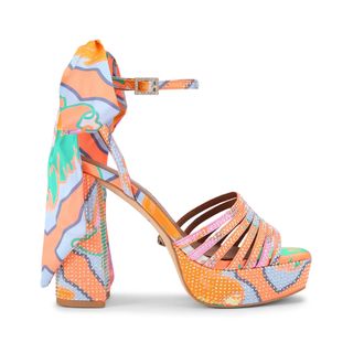 Kurt Geiger Womens Pierra Ankle Tie Platform Sandals - Multicolour Fabric - Size UK 7