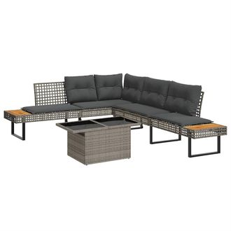vidaXL Vidaxl - Set Divani Da Giardino 2 Pz Con Cuscini Grigio Polyrattan Vetro