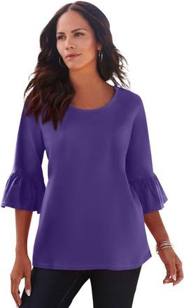 Roaman's Plus Size Cotton Ultimate Bell Sleeve Tee in Midnight Violet at Nordstrom, Size 12
