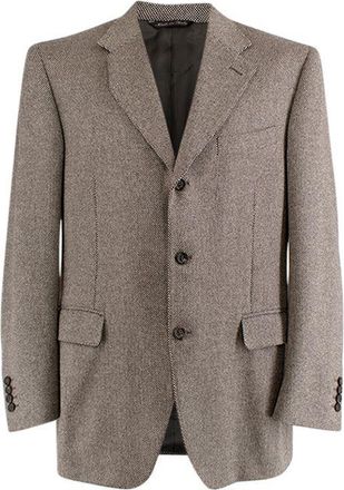 Canali beige & black basketweave cashmere blazer Size XL