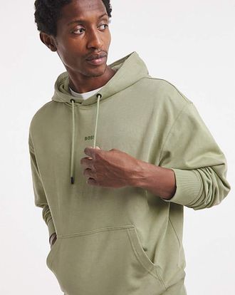 HUGO BOSS Centre Logo Hoodie - Sage