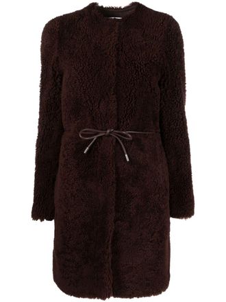 Yves Salomon belted shearling coat - Red