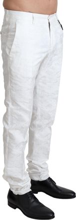 Dolce & Gabbana White Brocade Jaquard Dress Trouser Mens Pants