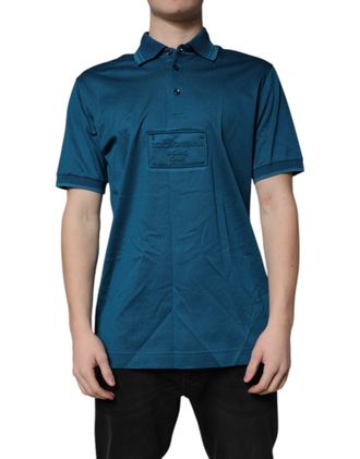 Dolce & Gabbana Blue Logo Cotton Men Polo Shirt Mens T-shirt