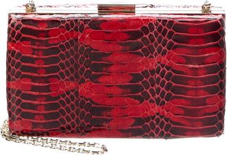 Valentino Snake-Embossed Leather Clutch