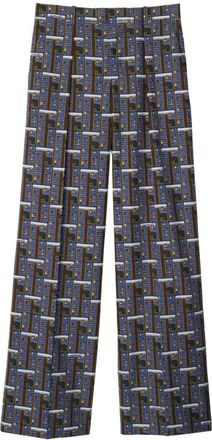Burberry Bus silk straight-leg trousers - women - Silk/Mother of Pearl - 10 - Blue