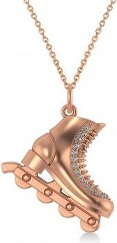 Allurez Diamond Accented Rollerblade Pendant Necklace 14K Rose Gold (0.15ct)