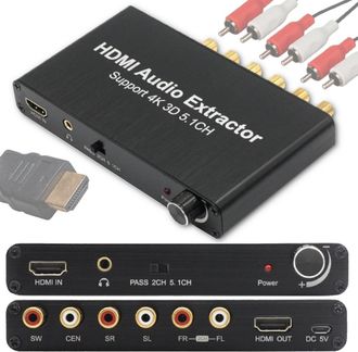 OEM Extractor De Audio Hdmi Con Soporte Para 4k 3d 5.1 Canales Y Extractor Rca