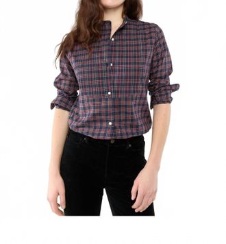 Ann Mashburn Hattie Shirt In Navy/red Stewart Tartan Poplin