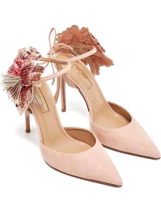 Aquazzura flower-embellished sandals - Pink