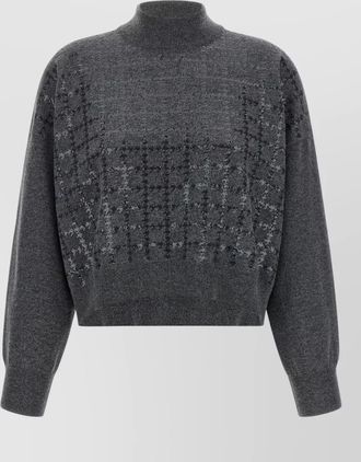 Brunello Cucinelli cashmere ribbed turtleneck sequin loose-fit sweatshirt