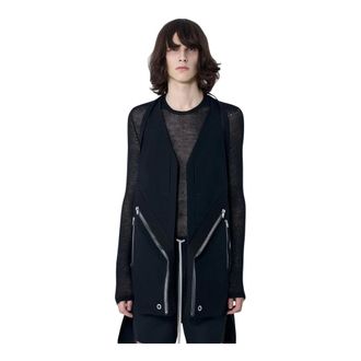 Rick Owens Vests, male, Black, Size: M Asymmetric Zip Detail Vest