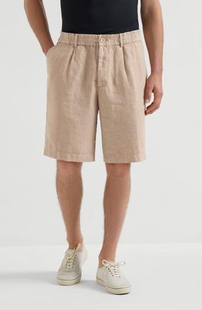 Brunello Cucinelli Linen Bermuda shorts in Camel at Nordstrom, Size 46 It
