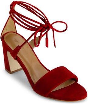 Bernardo Ieda Ankle Tie Sandal in Dark Red Kid Suede at Nordstrom Rack, Size 7.5