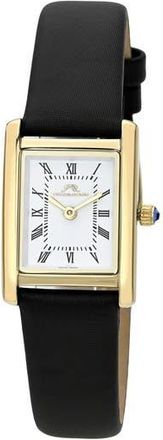 Porsamo Bleu Karolina Leather Strap Watch, 21.5mm x 30mm in Black/Gold at Nordstrom Rack