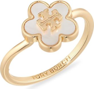 Tory Burch Forget Me Not Ring in Tory Gold /Mother Of Pearl at Nordstrom, Size 7