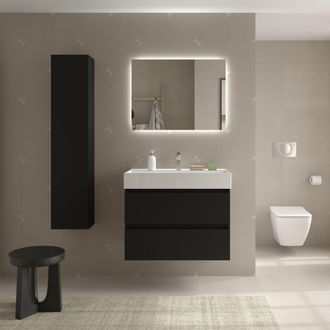 Cygnus Bath Salgar - Mueble Ba&ntilde;o Bequia 100cm Y Lavabo Negro 100x45x66